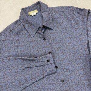 Vintage The Territory Ahead Shirt Men's Blue Paisley Patterned Long Button Down